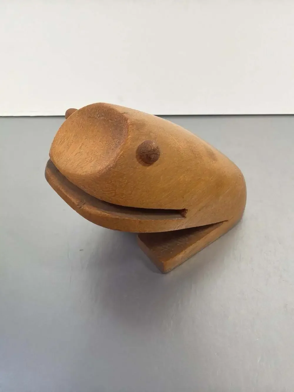 Vintage Handmade Wooden Frog Figurine‎ Folk Art Dated 1996